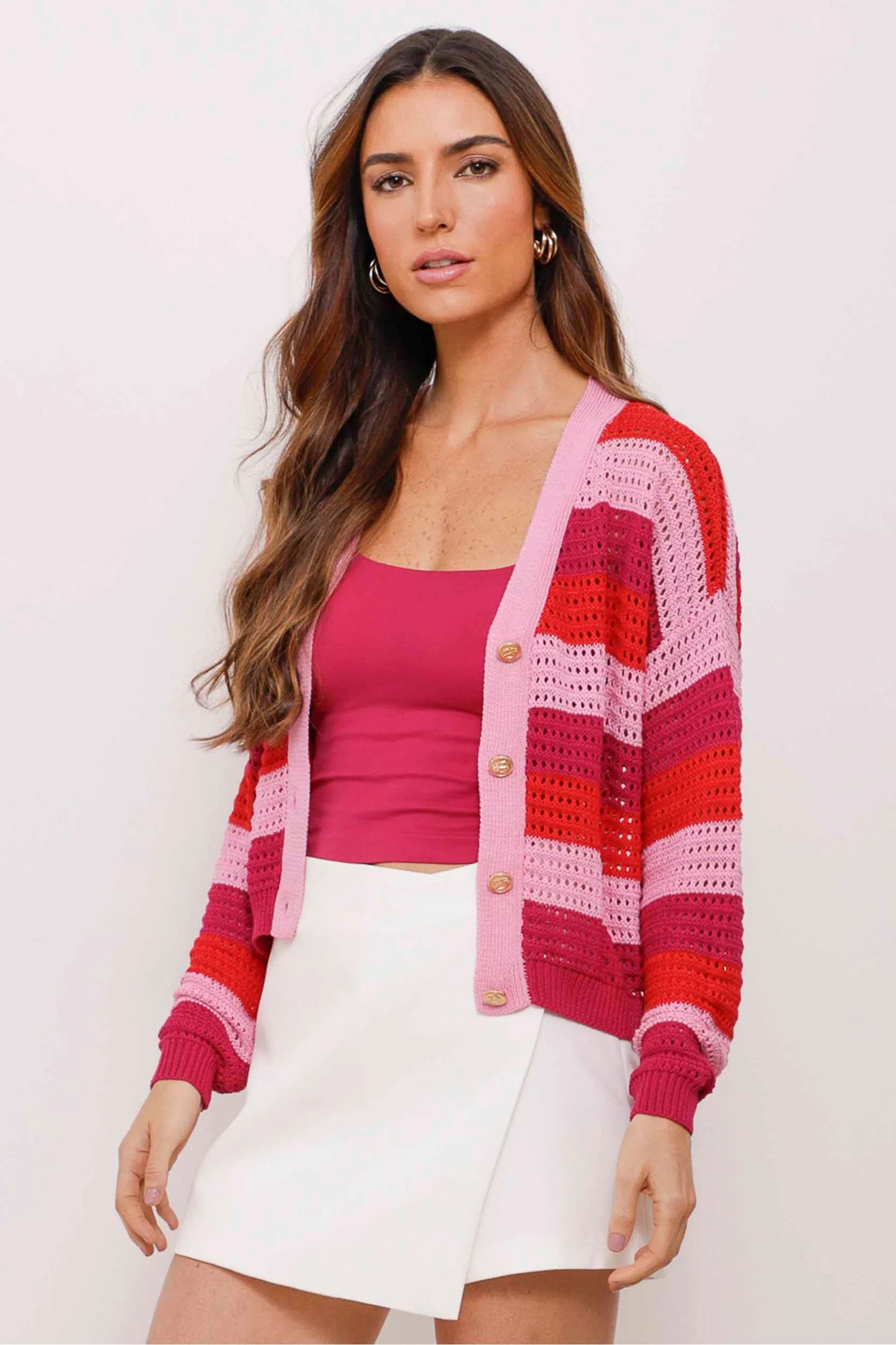 Cardigan Tricot Red Striped